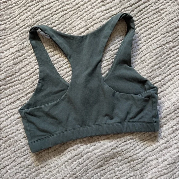 Mate the Label Organic Cotton Stretch Sports Bra, Medium, Forest Green - Picture 2 of 3